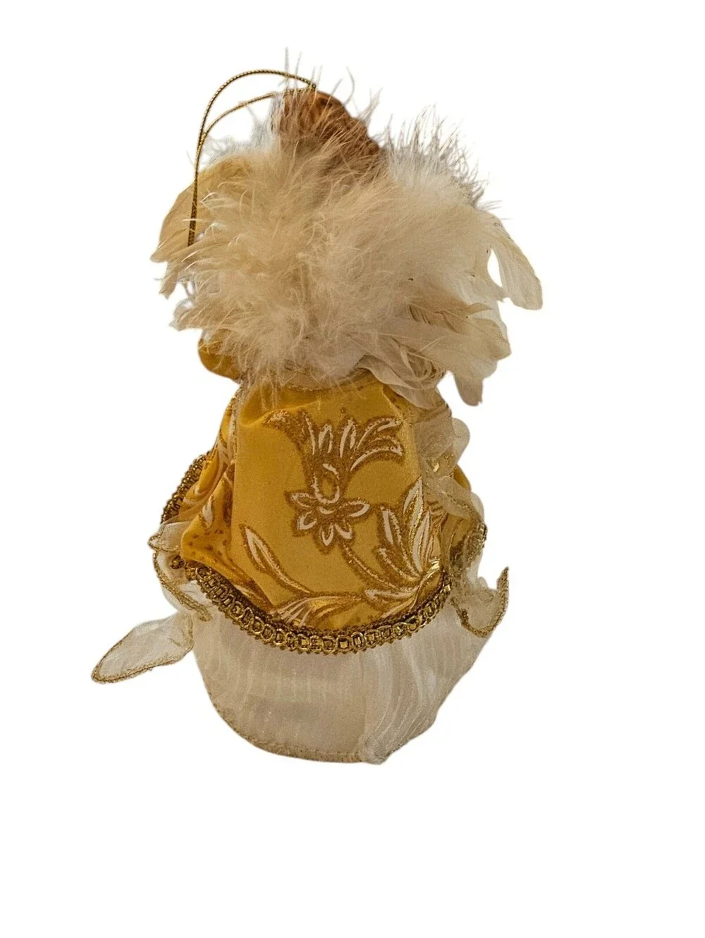 Vintage Christmas Tree Topper Angel White w/ Gold Accents Porcelain